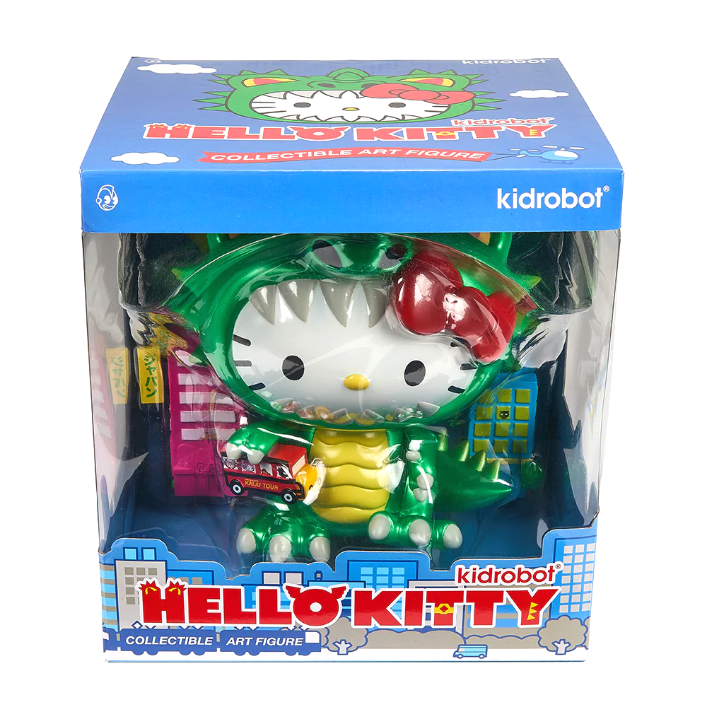 Hello Kitty Kaiju Cosplay 8" Vinyl Art Figure - Metallic Green Edition