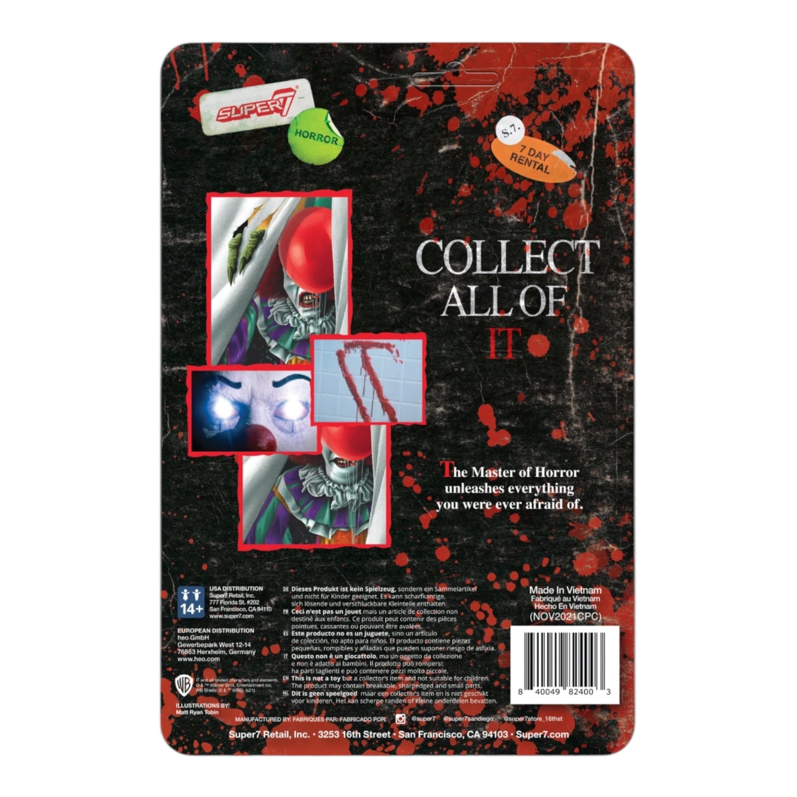 Super 7 IT ReAction Figure
Pennywise (Blood Splatter)