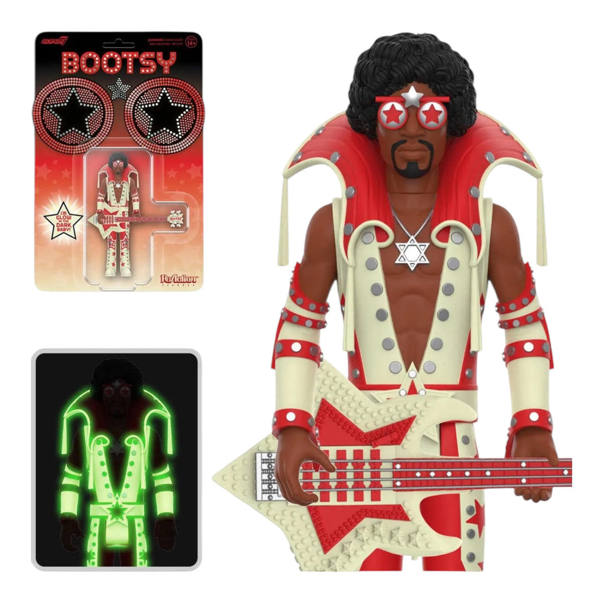 Super 7 Bootsy Collins Glow In The Dark Figure