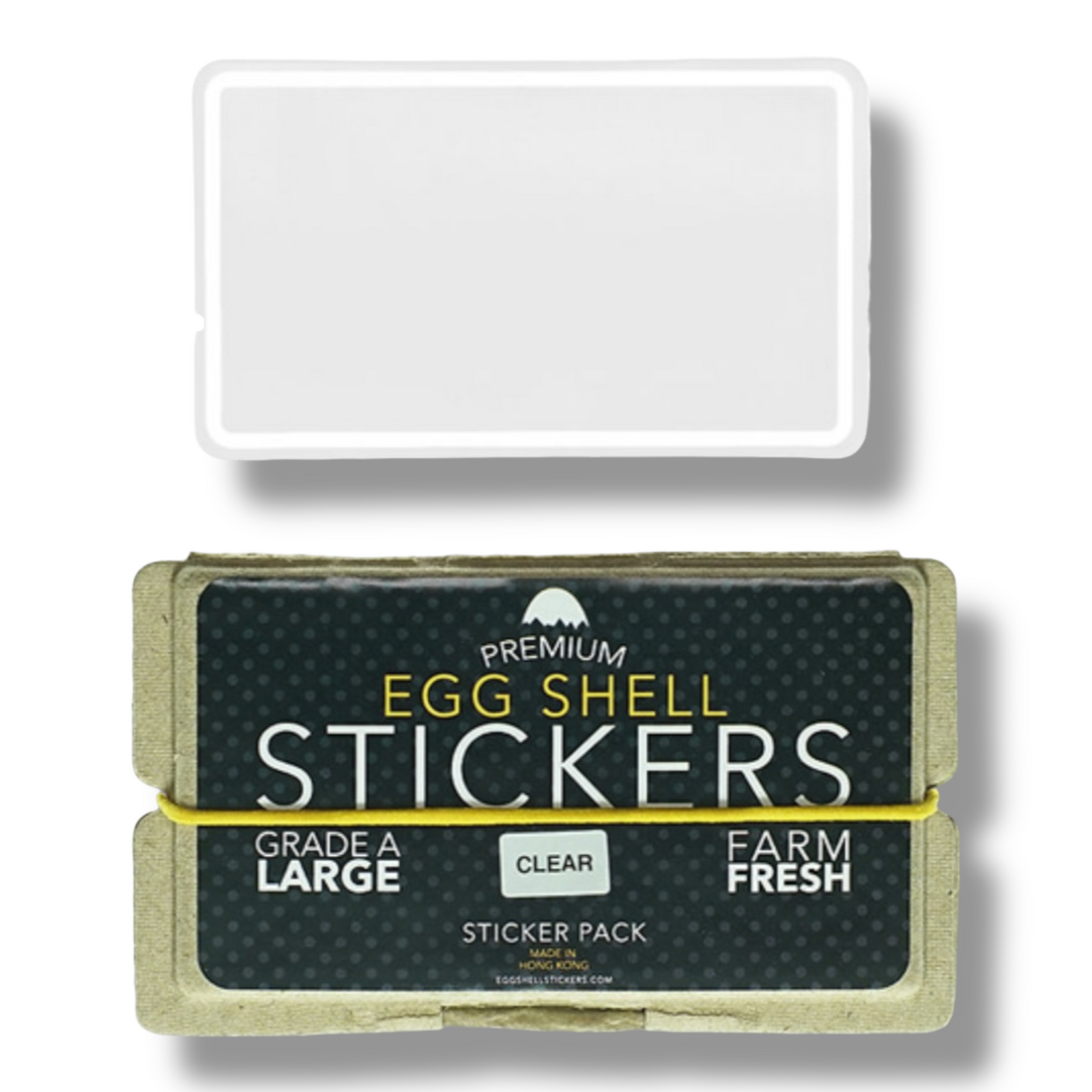 Premium Eggshell 50pk stickers - Clear Hello