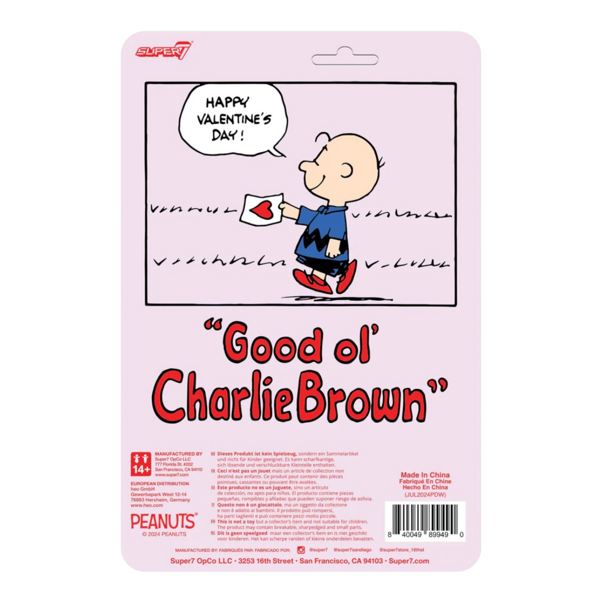Charlie Brown Valentines delivery - Super 7 Reaction figure