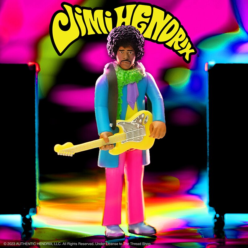 Jimi Hendrix (Are You Experienced) Blacklight FLOCKED Card Ver - ReAction Figure by Super7
