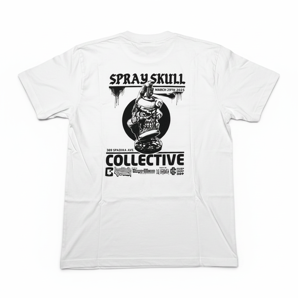 Spray Skull Tee White - Clandestinos Limited Edition