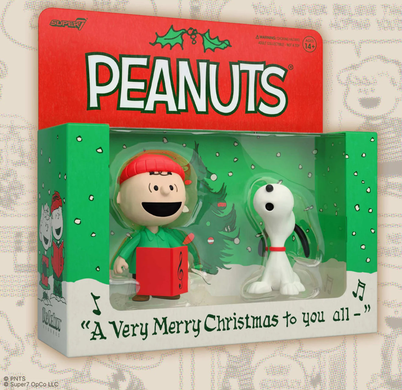 Charlie Brown And Snoopy Super7 ReAction Caroling 2 Pack