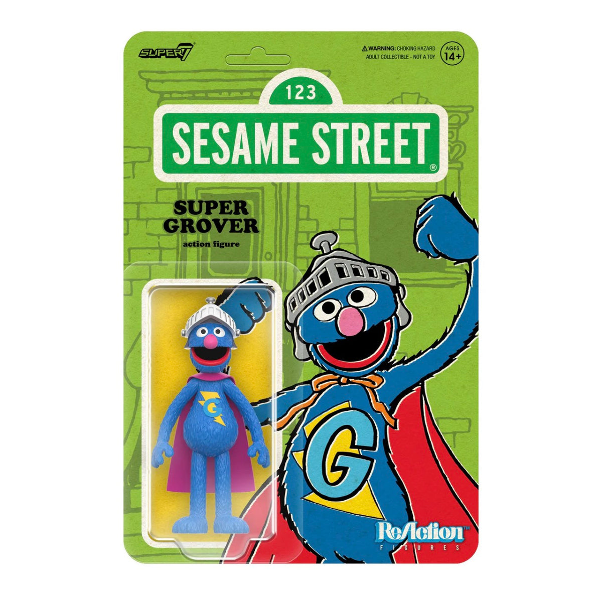 Super7 Reaction Sesame Street Super Grover Figure