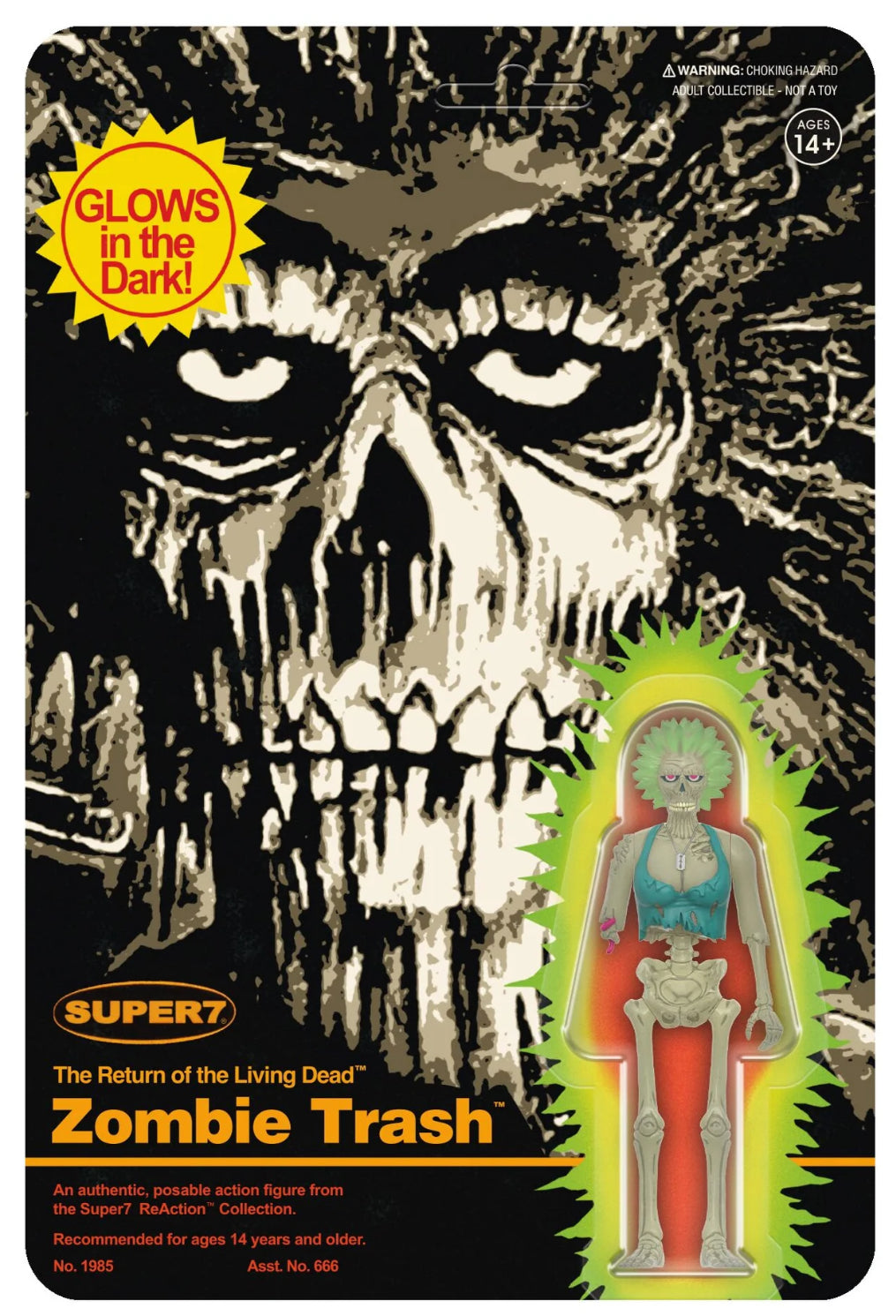 Super7 ReAction Return Of The Living Dead Zombie Trash Figure Glow In The Dark