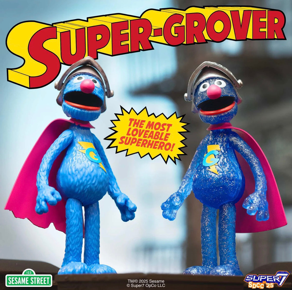 Super7 ReAction Super Grover With Chase Figure