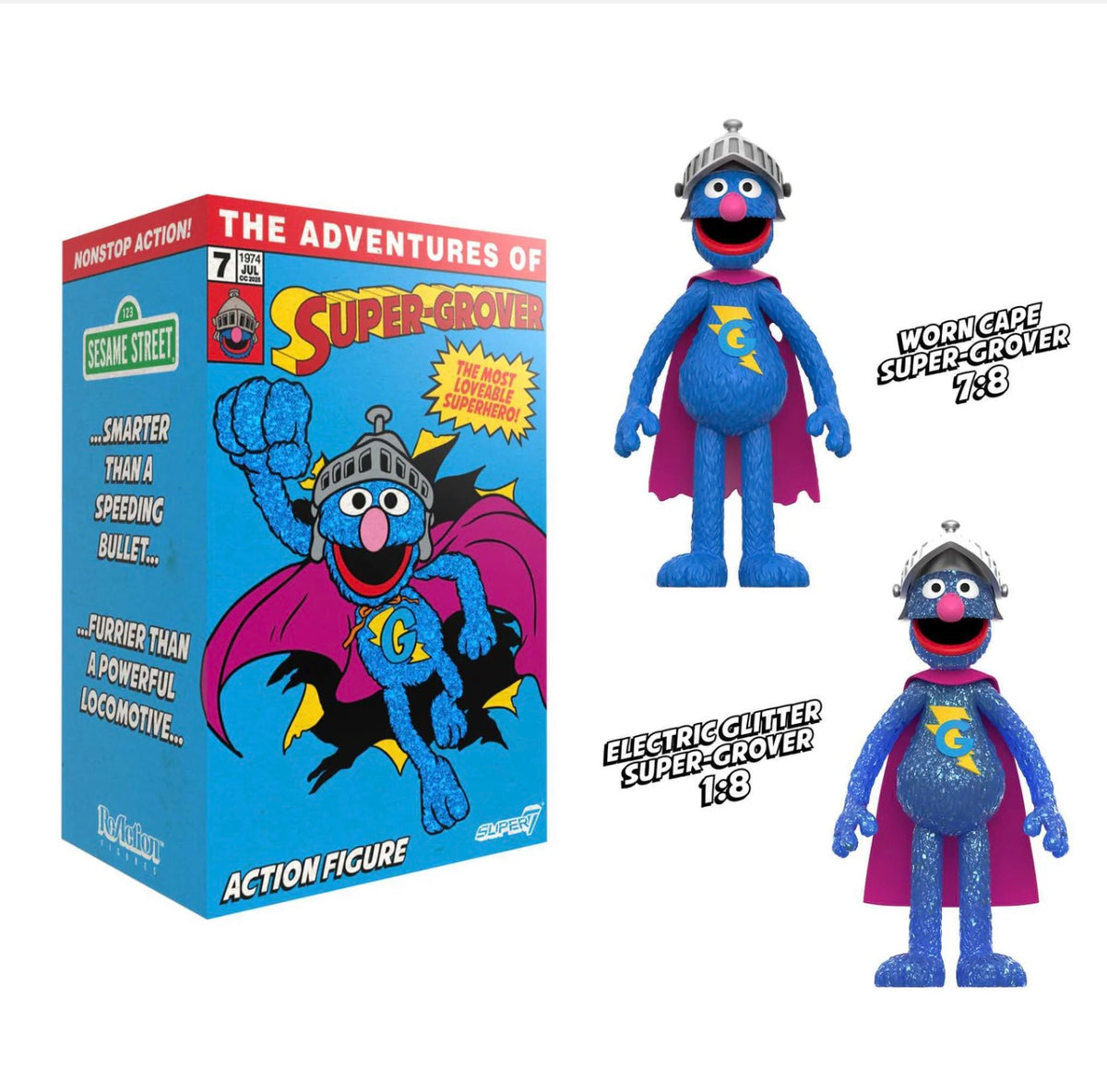 Super7 ReAction Super Grover With Chase Figure