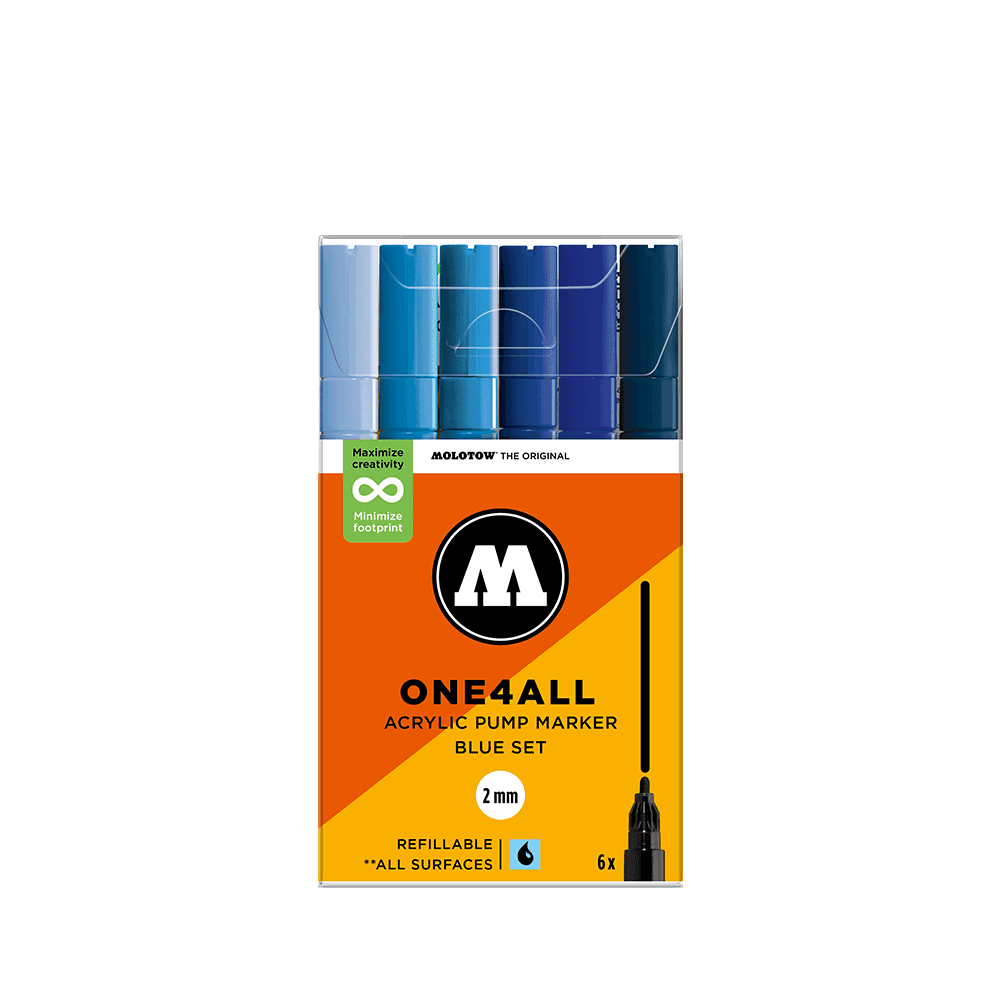 Molotow One4All Acrylic Marker Blue Set 2 mm