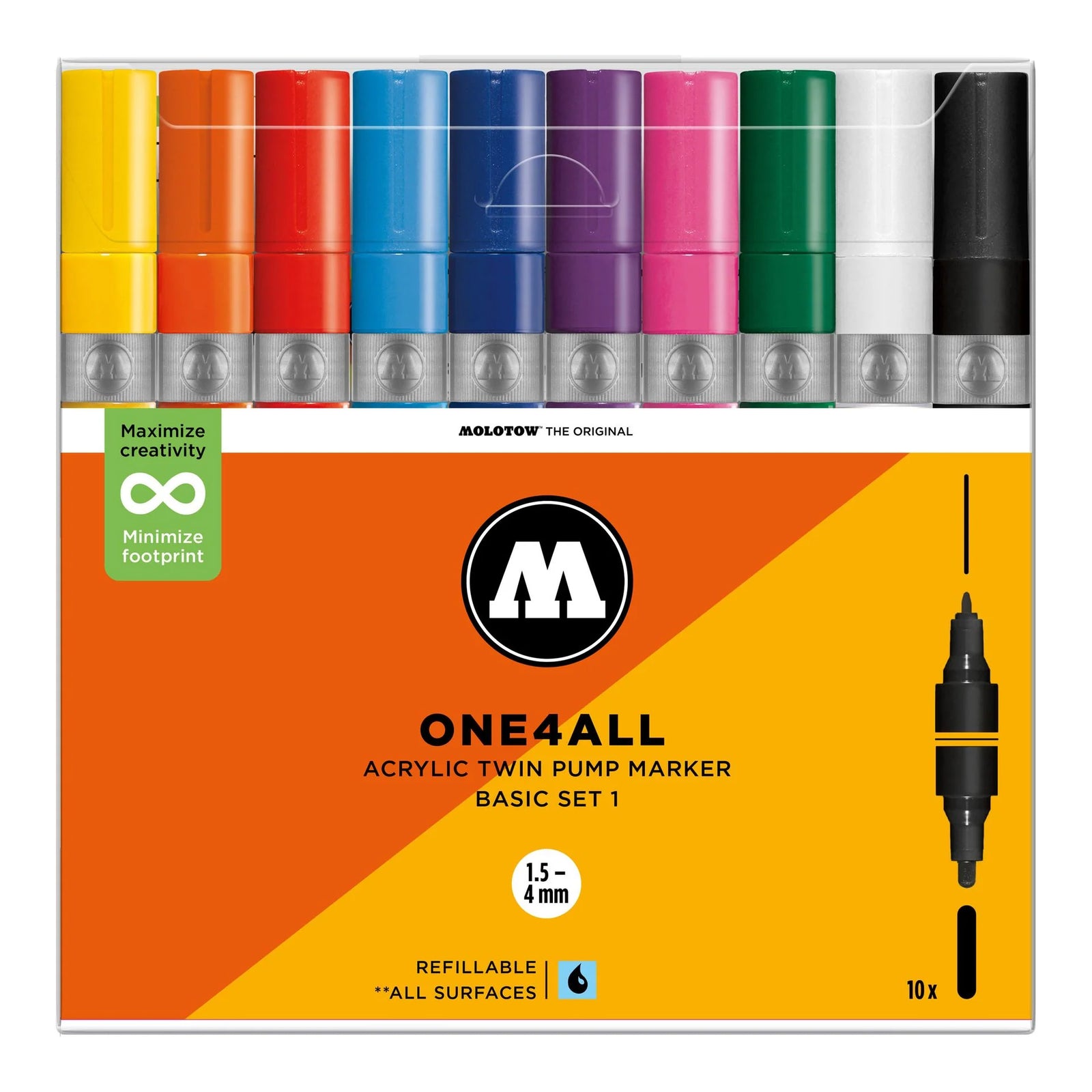 Molotow One4All Acrylic Twin Pump Marker 1.5 mm - 4 mm Basic Set 1