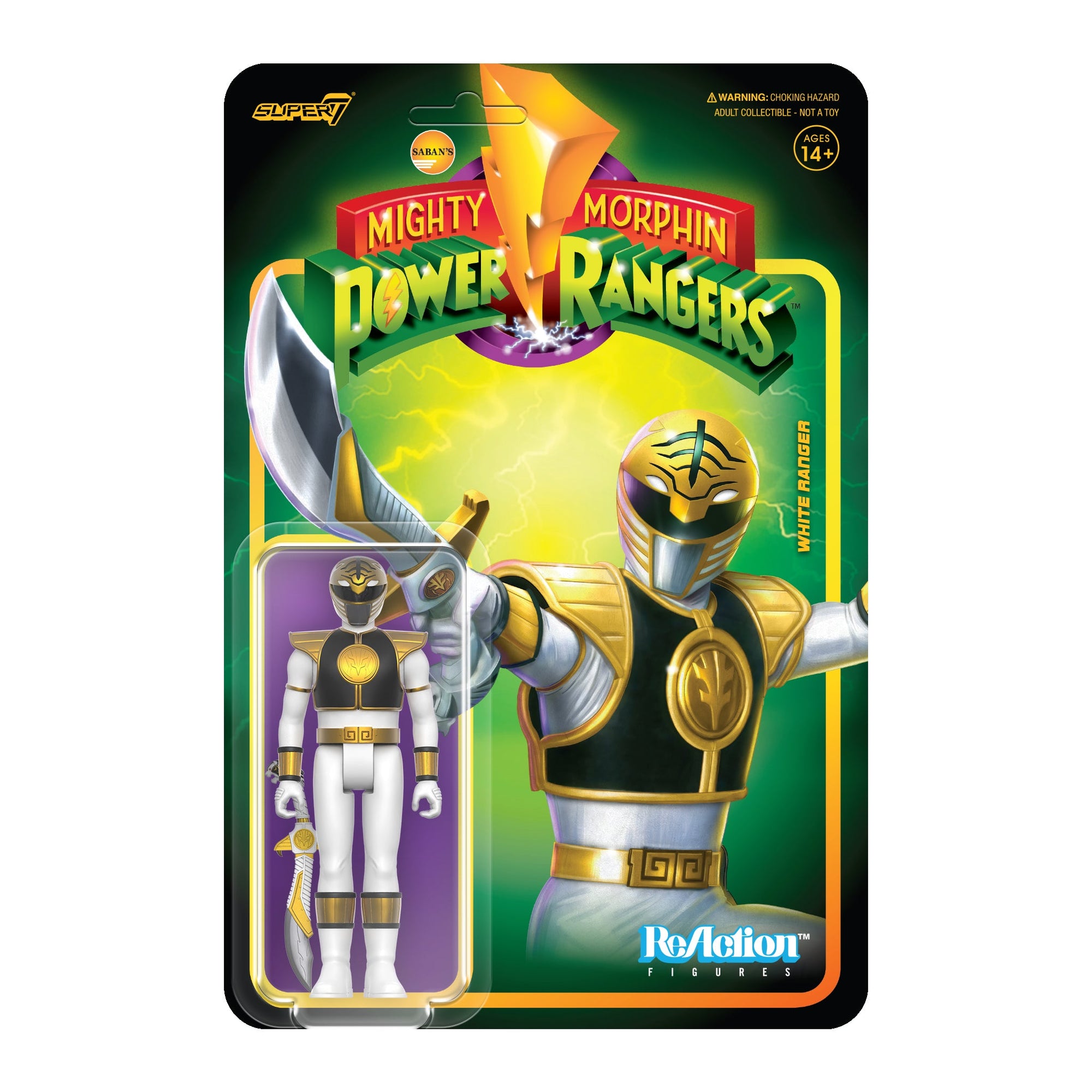 White Ranger - Mighty Morphin Power Rangers Reaction Figure Wave 4 by Super7