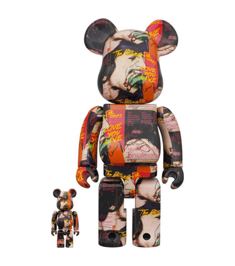 Andy Warhol Rolling Stones Love you Live 100% & 400% Bearbrick Set by Medicom Toy