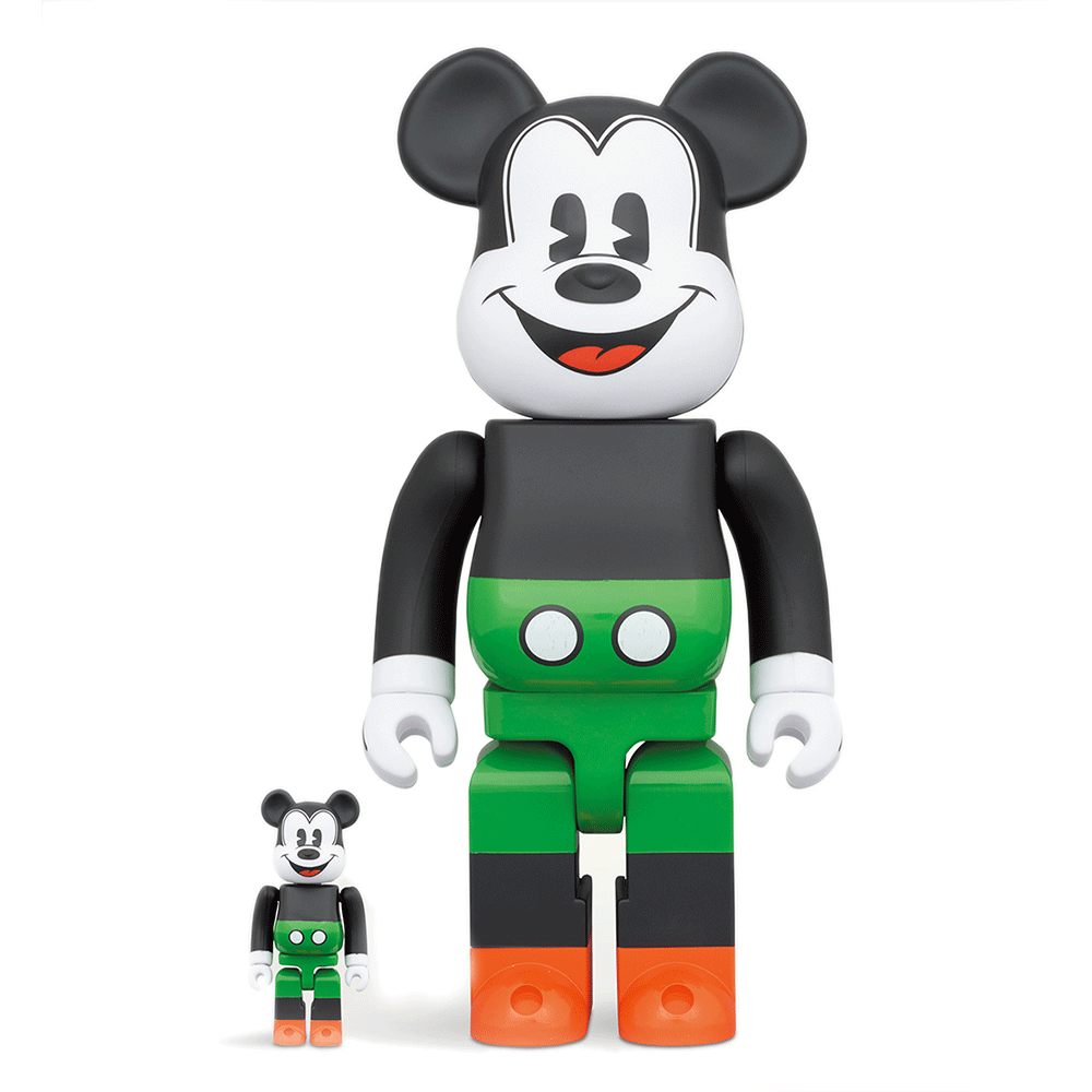 1930's Poster Mickey Mouse 100% and 400% Bearbrick Set by Medicom Toy