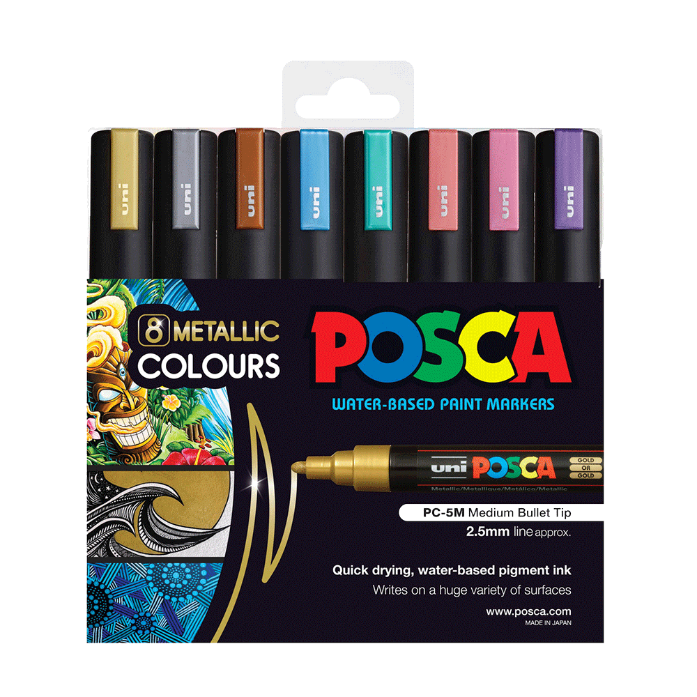 Posca 5M Metallic Color Pack of 8