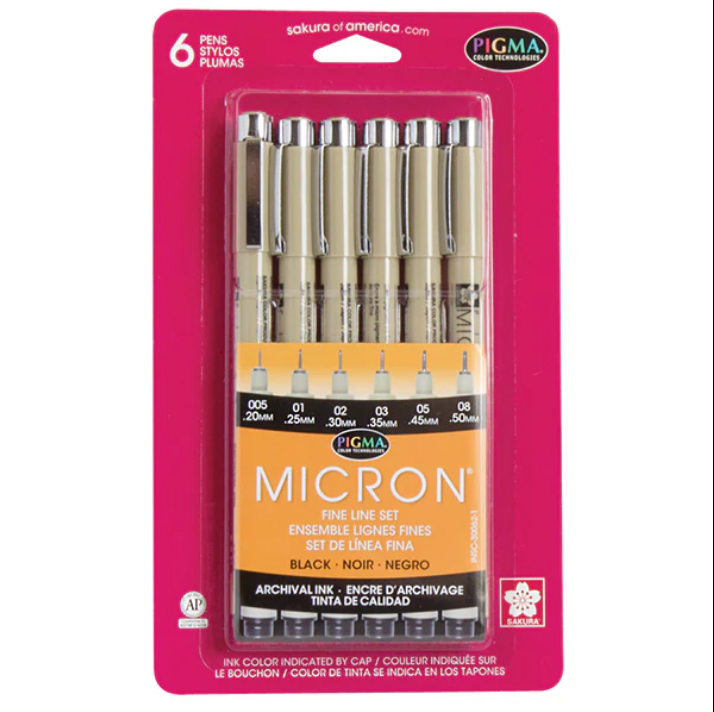 Sakura Pigma Micron Pen (Set of 6)