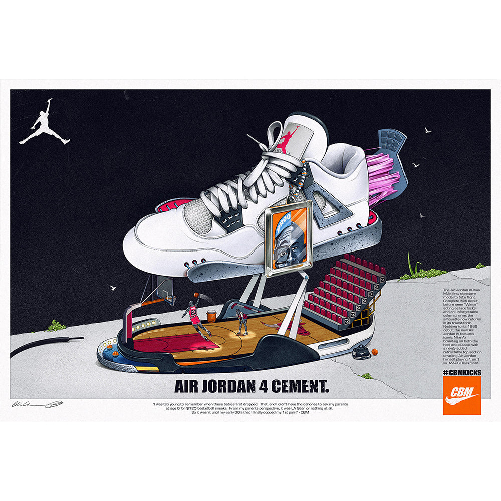 Air Jordan 4 Cement Print By Chris B. Murray