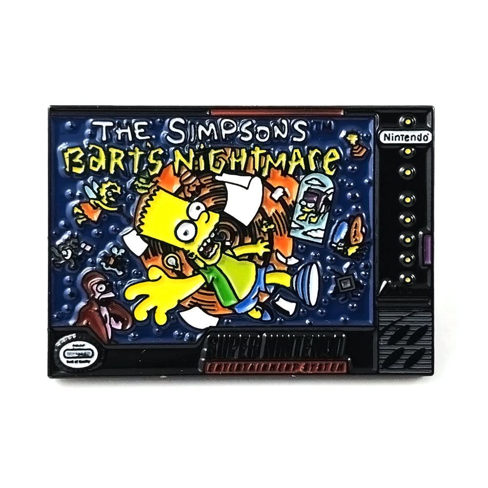 The Simpsons Bart's Nightmare SNES Cover Art Enamel Phantom Pin
