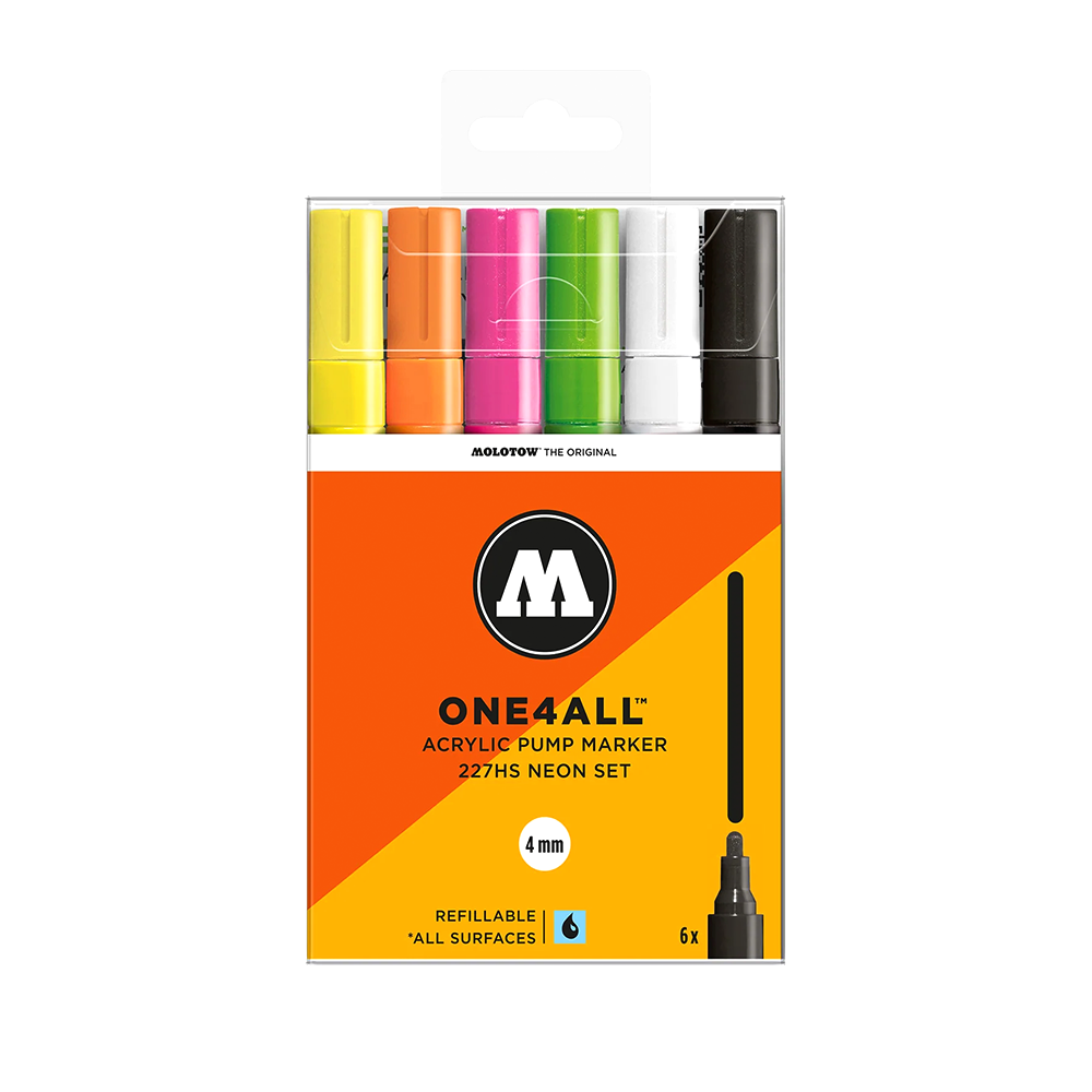 Molotow One4All 227hs Neon Color - 6 Markers Set