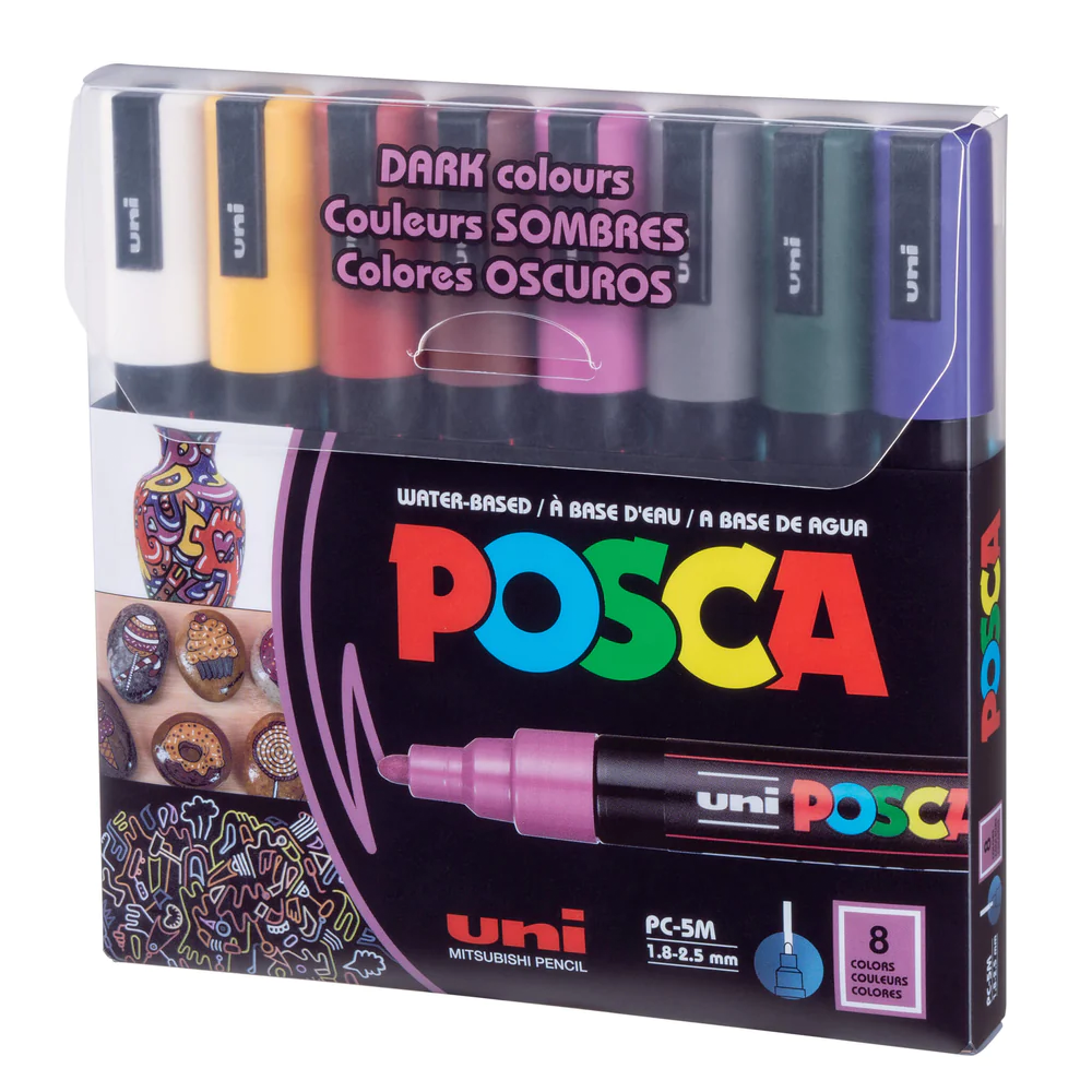 Posca 5M Dark Color Pack of 8
