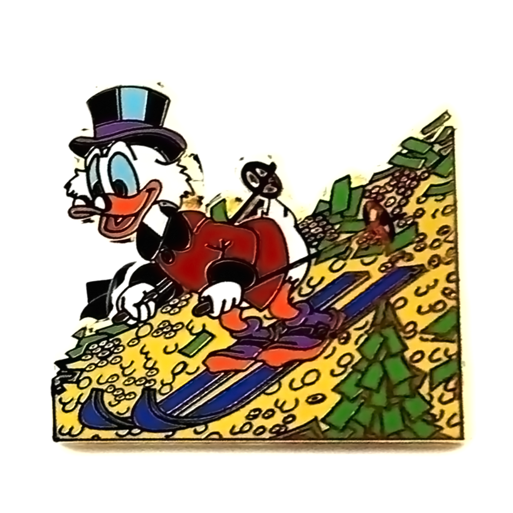 Scrooge McDuck Skiing on Gold Enamel Phantom Pin