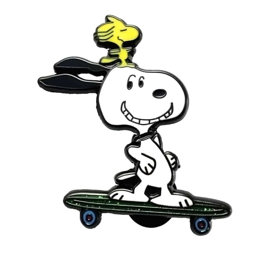 Snoopy and woodstock Skateboarding Enamel Phantom Pin